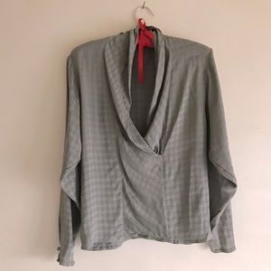 Vintage grey houndstooth silk blouse Michii Moon
